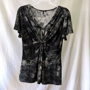 Daisy Fuentes Short Sleeve V Neck Gathered Top Size L